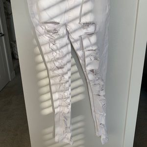 Misguided White Ripped Skinny Jeans Size 2